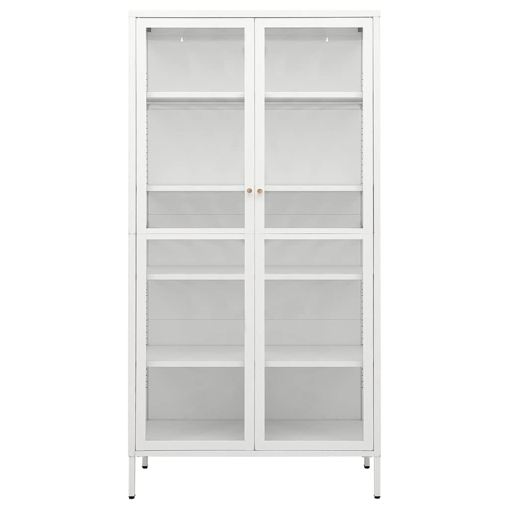 vidaXL Display Cabinet | White | Steel, Tempered Glass | Large | Display Cabinet 3