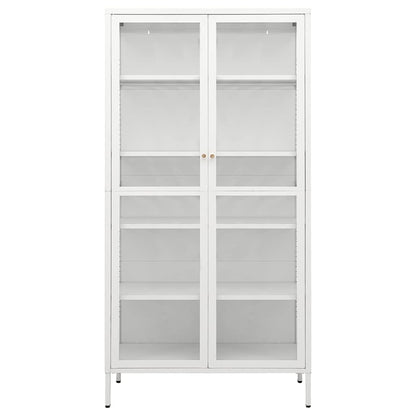 vidaXL Display Cabinet | White | Steel, Tempered Glass | Large | Display Cabinet 3