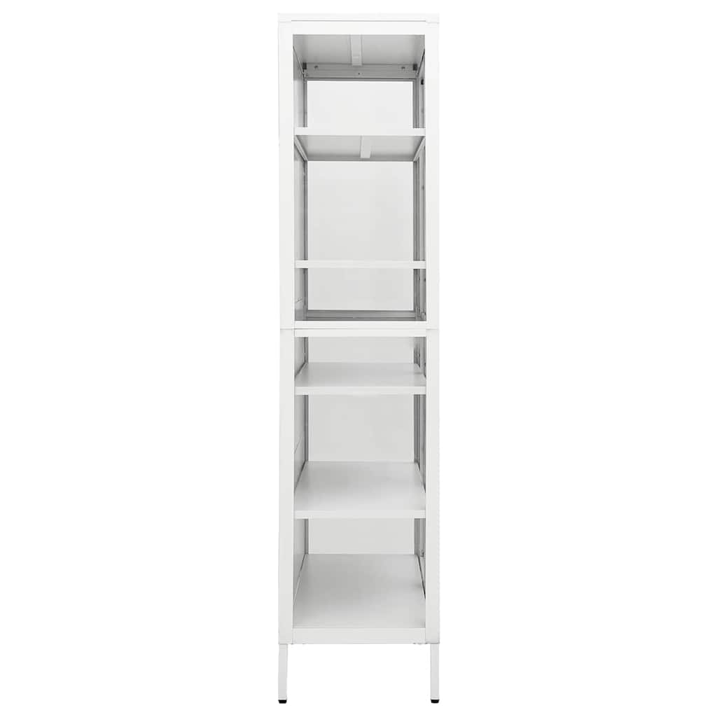 vidaXL Display Cabinet | White | Steel, Tempered Glass | Large | Display Cabinet 4
