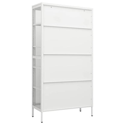 vidaXL Display Cabinet | White | Steel, Tempered Glass | Large | Display Cabinet 5