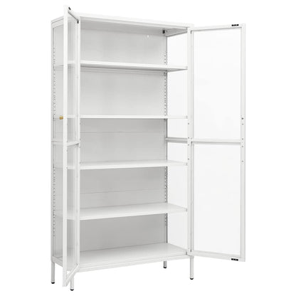 vidaXL Display Cabinet | White | Steel, Tempered Glass | Large | Display Cabinet 6