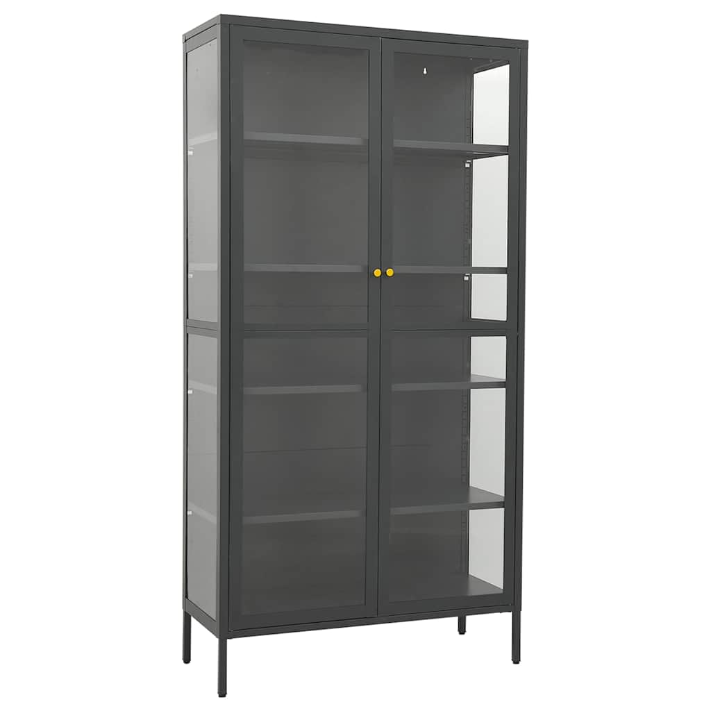 vidaXL Display Cabinet Anthracite 90x40x180cm Steel and Tempered Glass 2