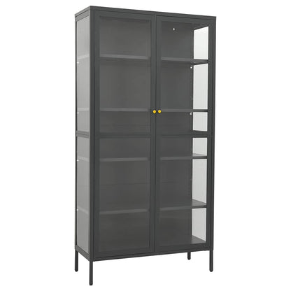 vidaXL Display Cabinet Anthracite 90x40x180cm Steel and Tempered Glass 2