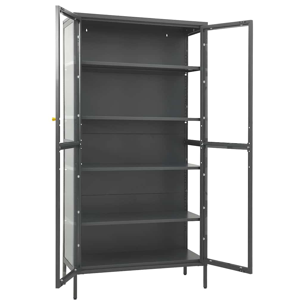 vidaXL Display Cabinet Anthracite 90x40x180cm Steel and Tempered Glass 5