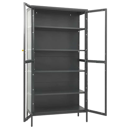 vidaXL Display Cabinet Anthracite 90x40x180cm Steel and Tempered Glass 5