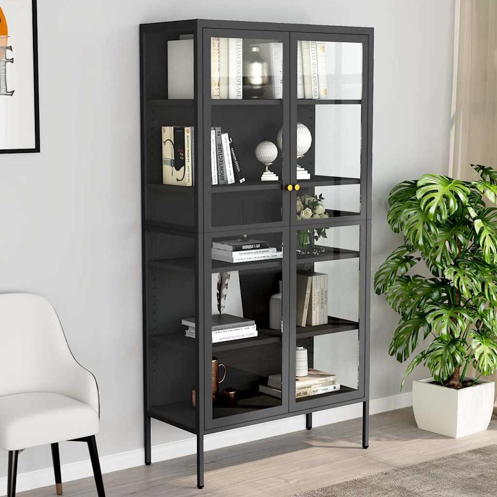 vidaXL Display Cabinet Anthracite 90x40x180cm Steel and Tempered Glass 1