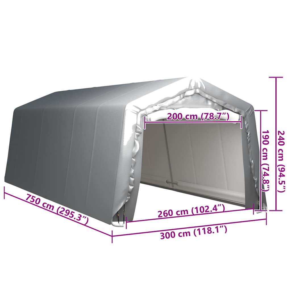 vidaXL Storage Tent 300x750 cm Steel Grey 5