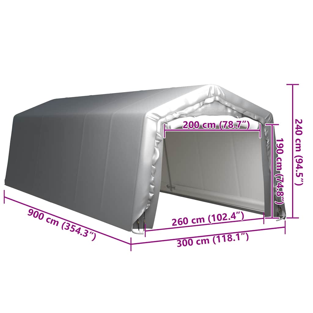 vidaXL Storage Tent 300x900 cm Steel Grey 5