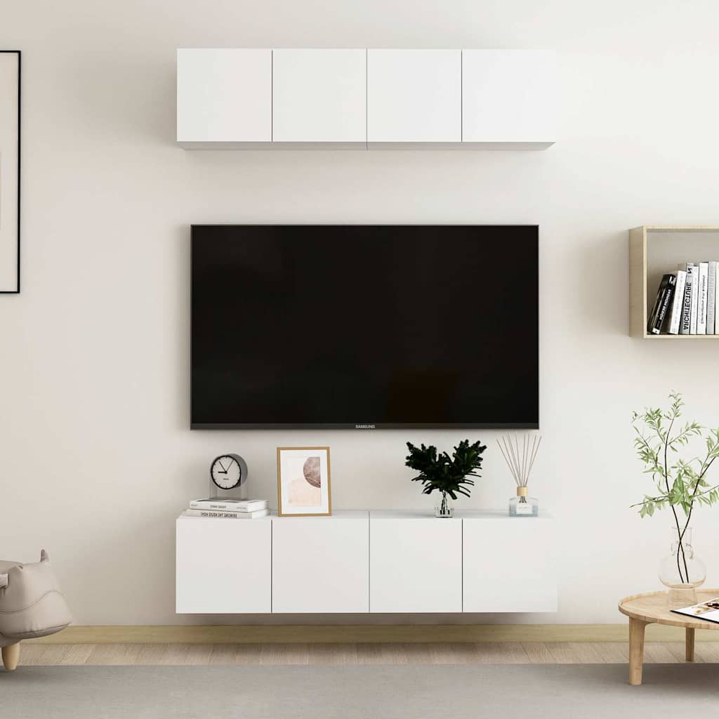 4 Piece TV Cabinet Set 60x30x30 cm Engineered Wood White