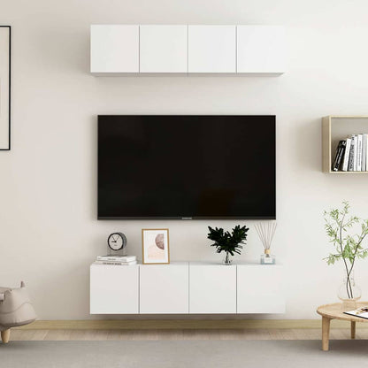 4 Piece TV Cabinet Set 60x30x30 cm Engineered Wood White