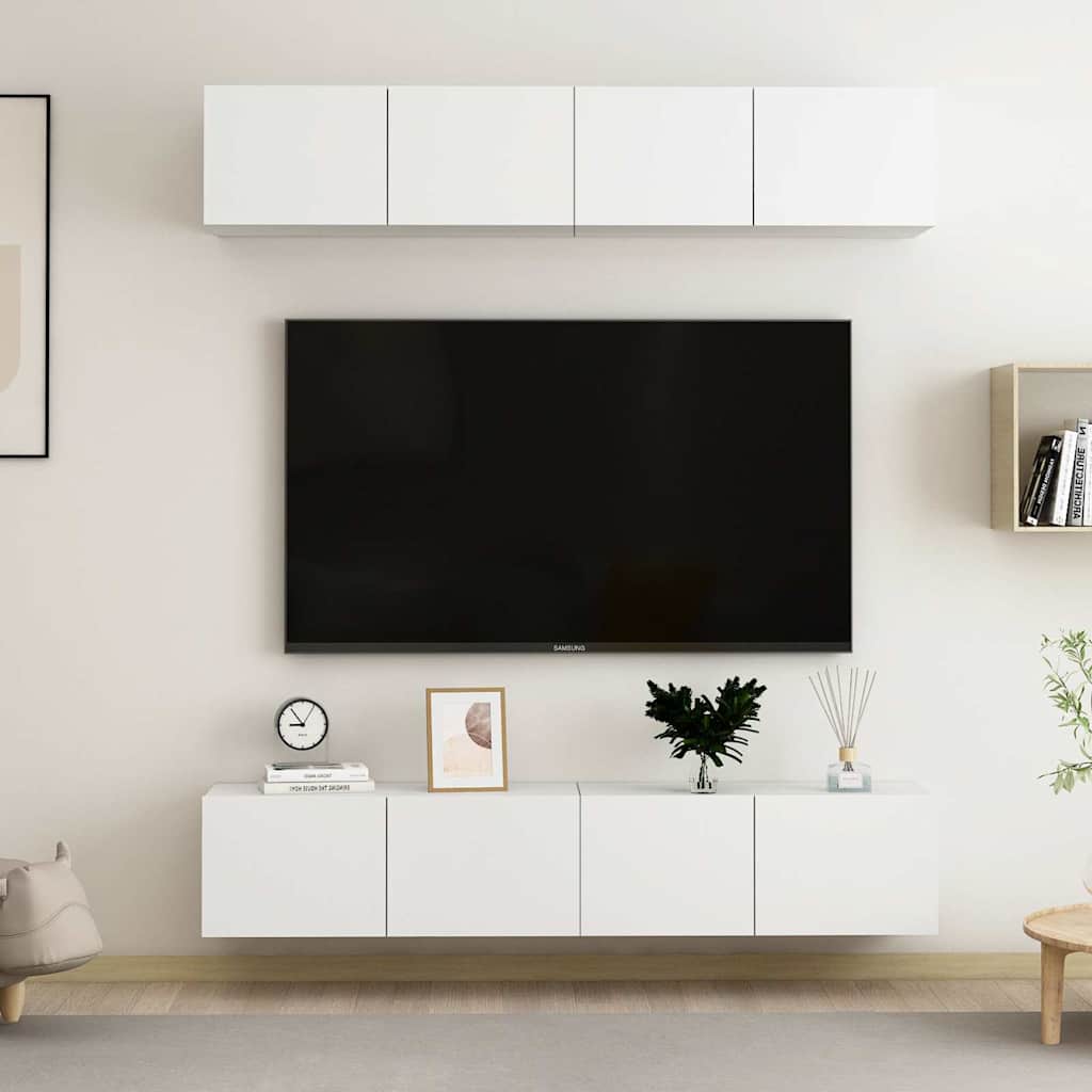 4 Piece TV Cabinet Set 80x30x30 cm Engineered Wood White