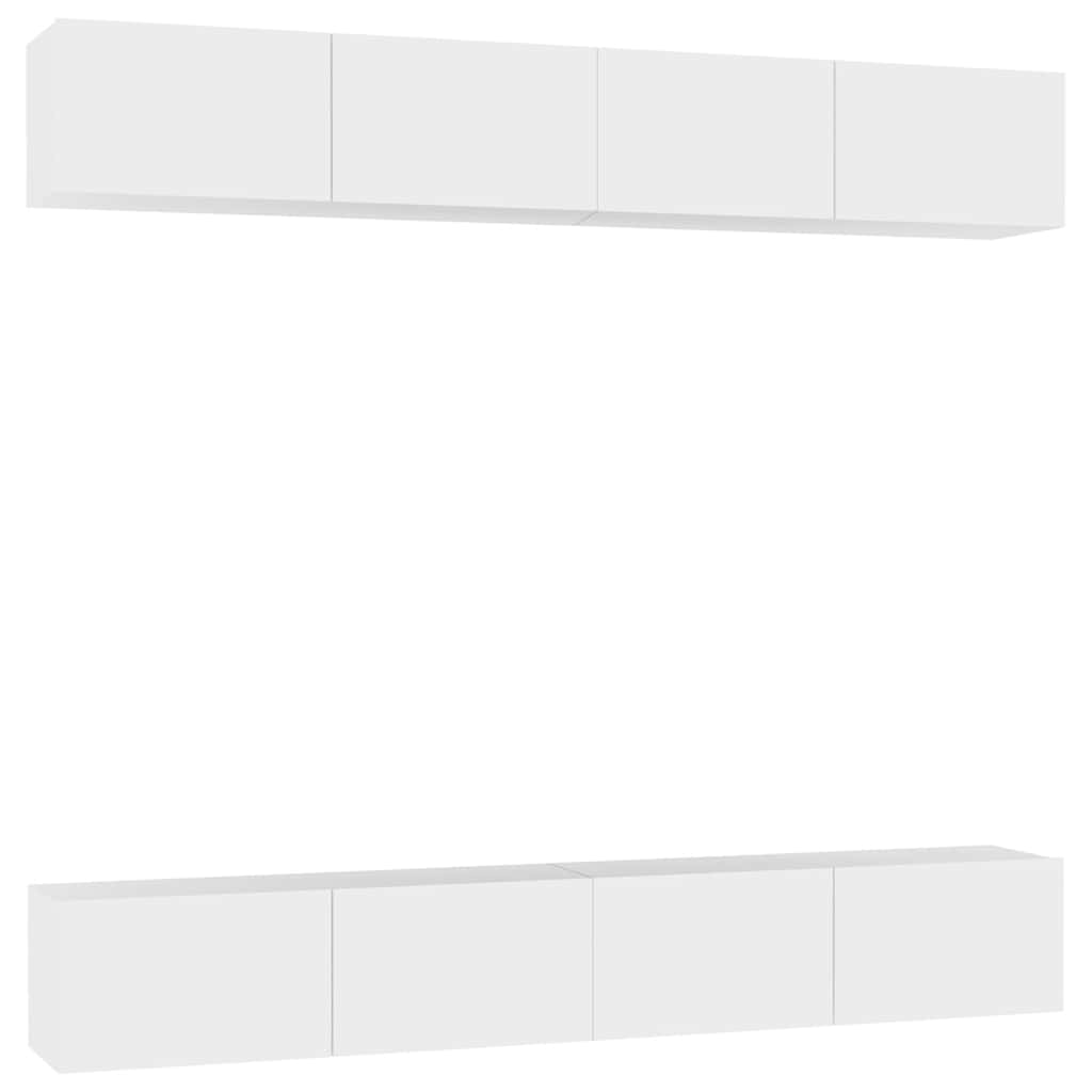 4 Piece TV Cabinet Set 100x30x30 cm Engineered Wood White