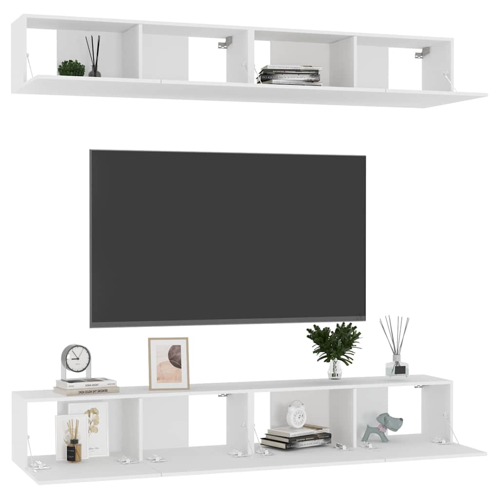 4 Piece TV Cabinet Set 100x30x30 cm Engineered Wood White