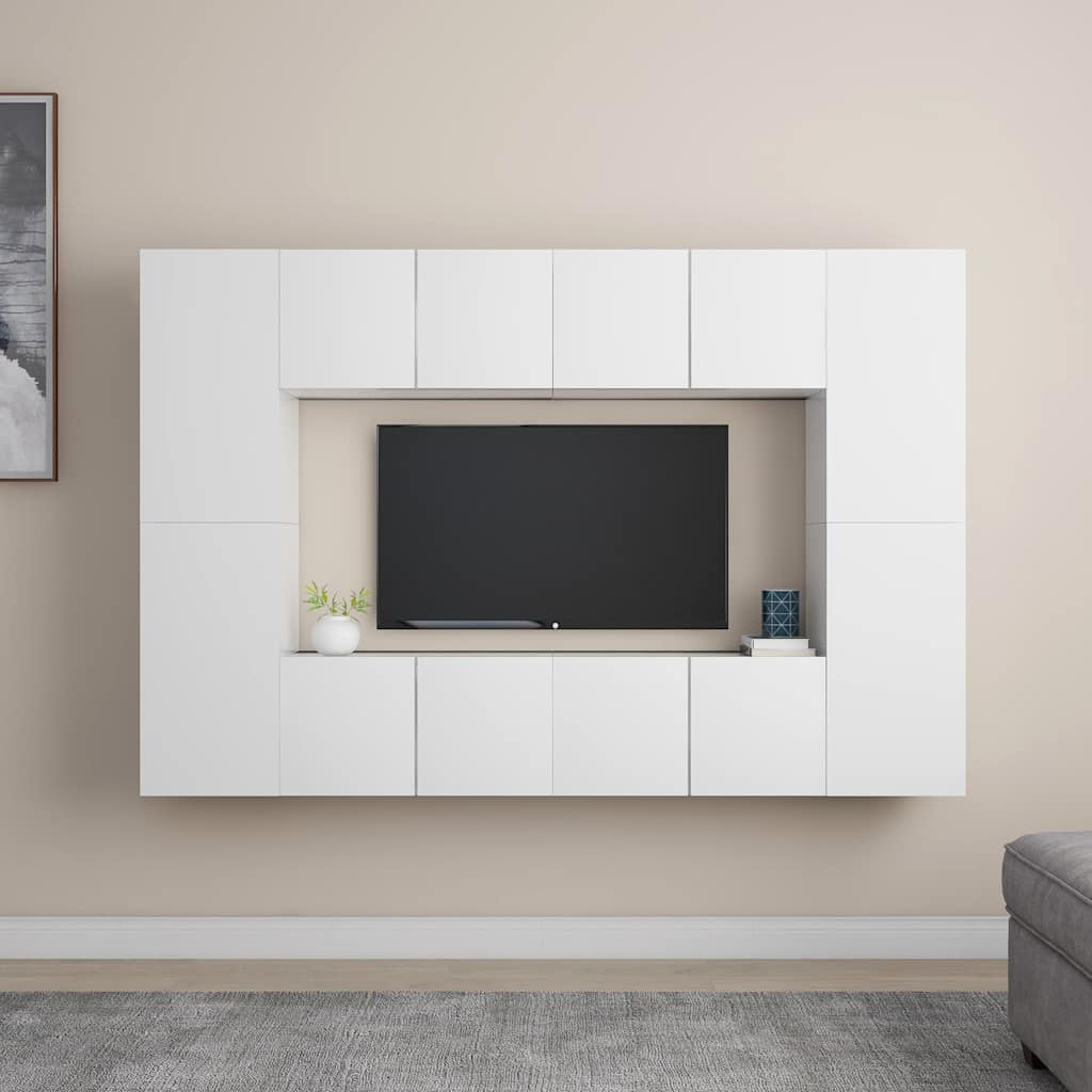 8 Piece TV Cabinet Set Engineered Wood Width 60 cm White