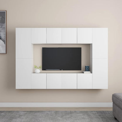 8 Piece TV Cabinet Set Engineered Wood Width 60 cm White