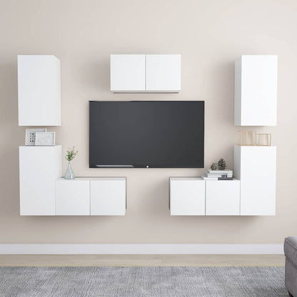 7 Piece TV Cabinet Set Engineered Wood White 60 cm