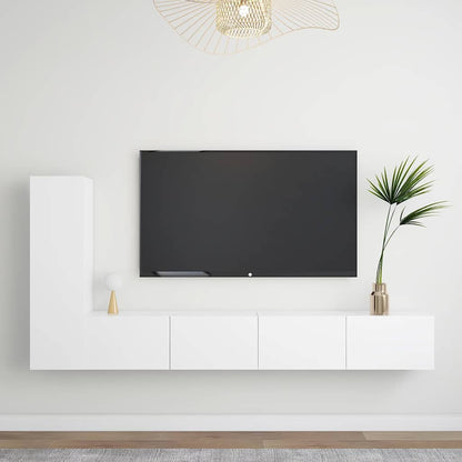 TV Cabinet Set Engineered Wood Width 100 cm White 3
