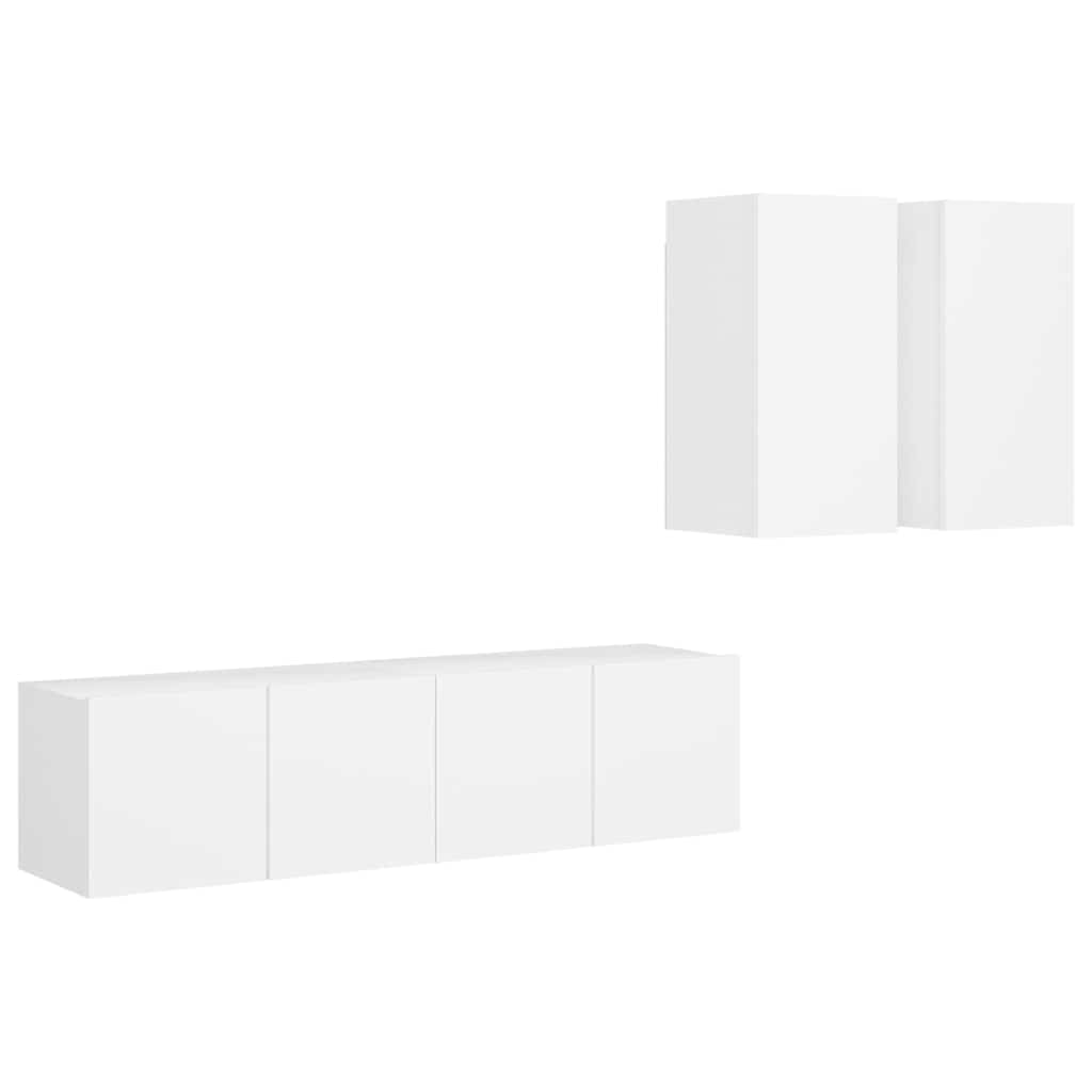 4 Piece TV Cabinet Set Engineered Wood Width 60 cm White