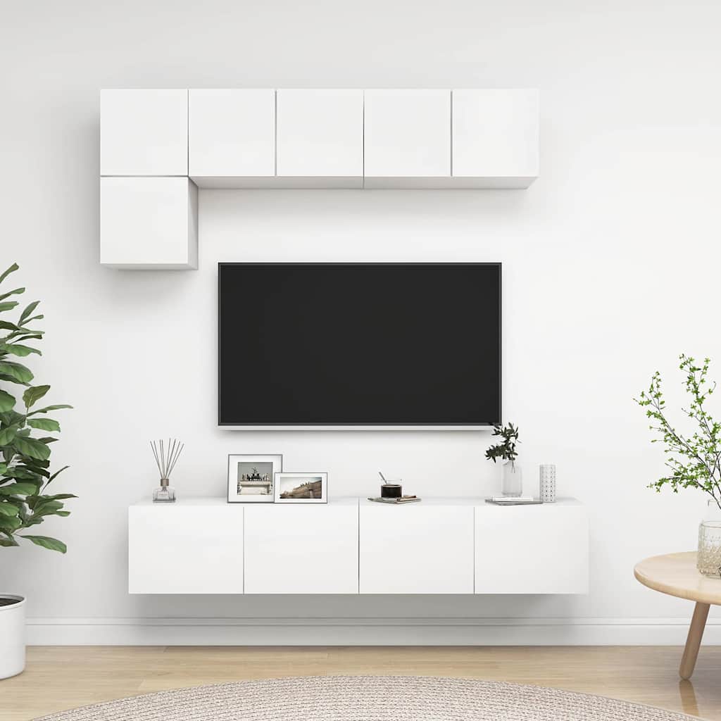 5 Piece TV Cabinet Set Engineered Wood Width 80 cm White