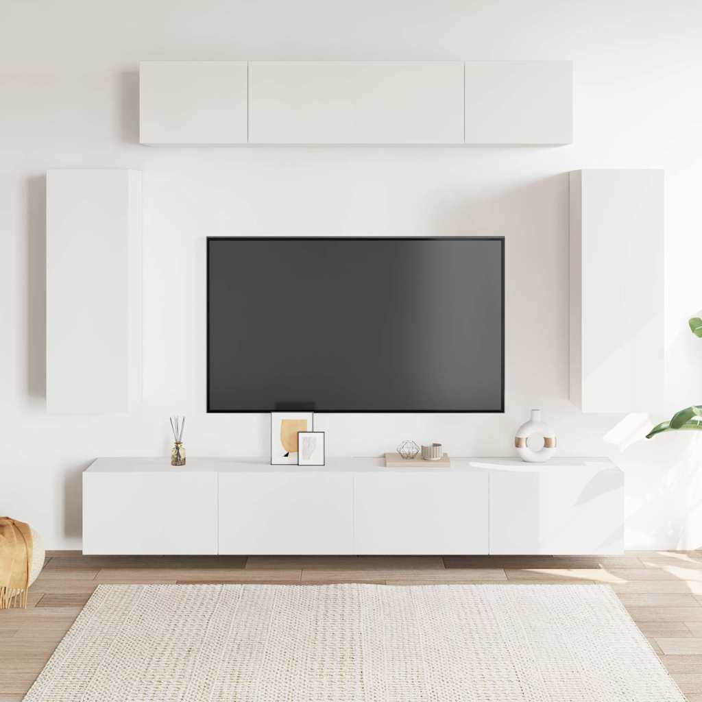 6 Piece TV Cabinet Set Engineered Wood Height 90 cm White