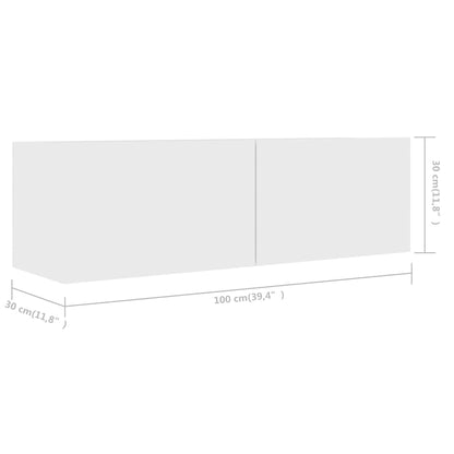 3 Piece TV Cabinet Set Engineered Wood Width 100 cm White
