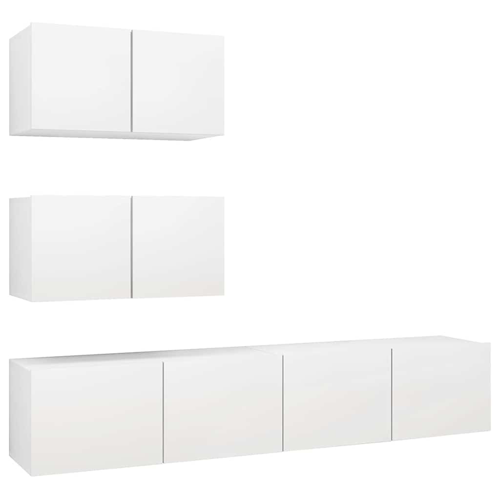 4 Piece TV Cabinet Set Engineered Wood Width 60 cm White