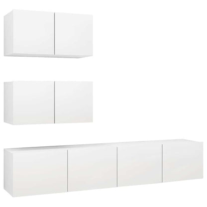 4 Piece TV Cabinet Set Engineered Wood Width 60 cm White