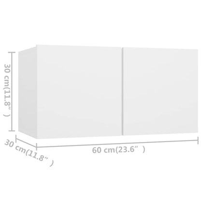 4 Piece TV Cabinet Set Engineered Wood Width 60 cm White