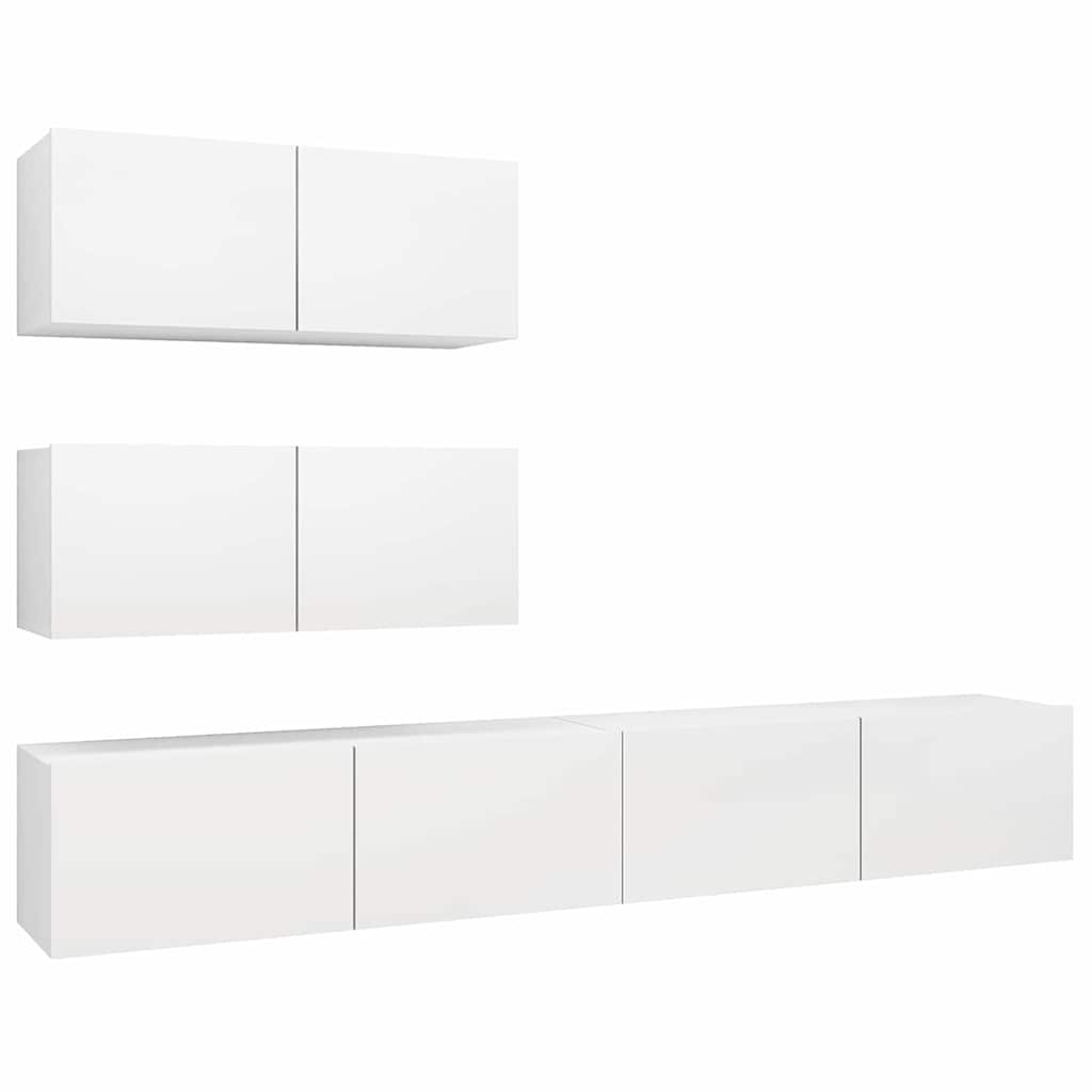 4 Piece TV Cabinet Set Engineered Wood Width 100 cm White