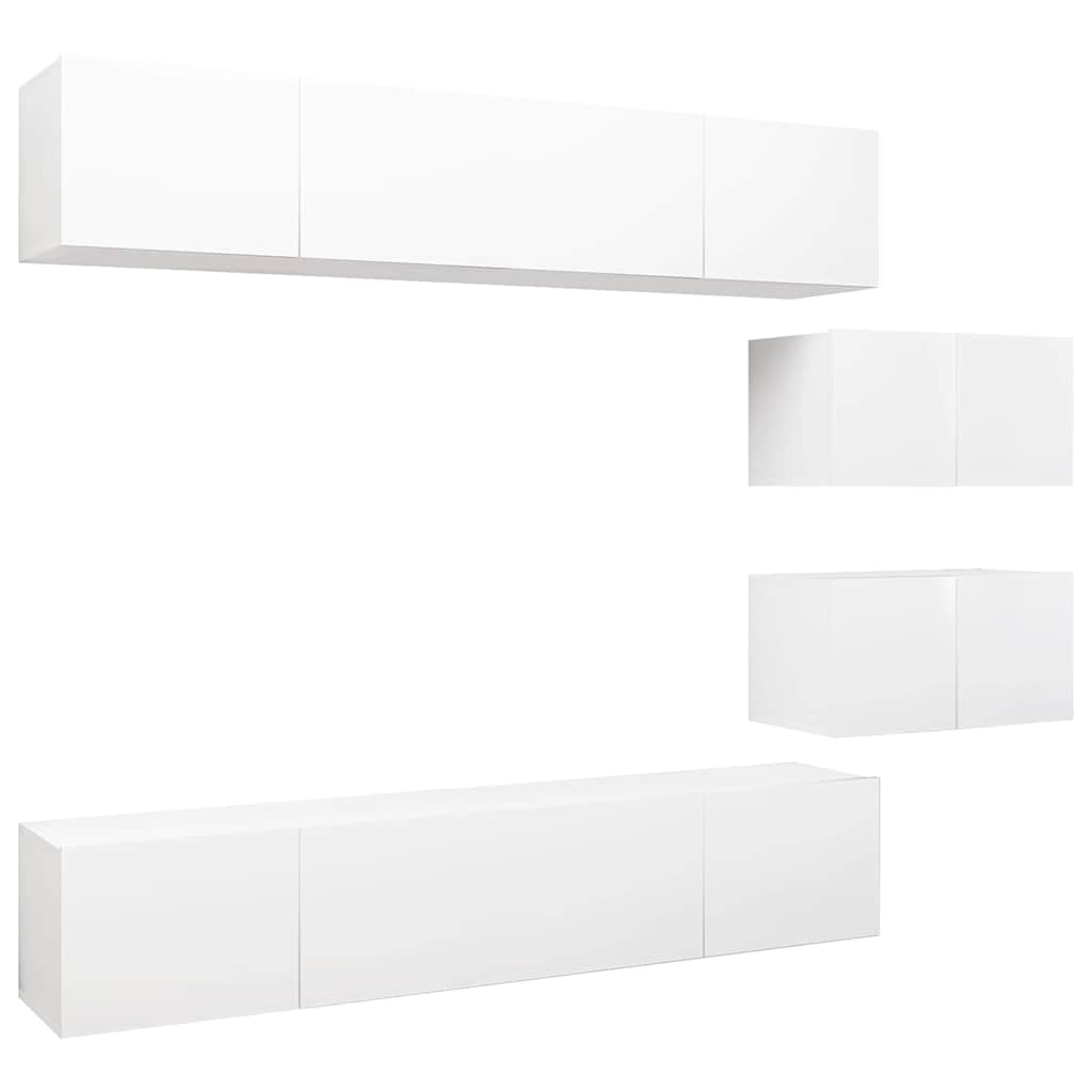 TV Cabinet Set Engineered Wood 6 pcs Width 80 cm White