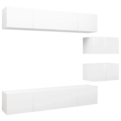 TV Cabinet Set Engineered Wood 6 pcs Width 80 cm White