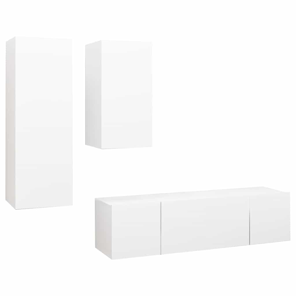 4 Piece TV Cabinet Set Engineered Wood Width 60 cm White