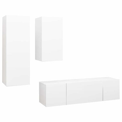 4 Piece TV Cabinet Set Engineered Wood Width 60 cm White