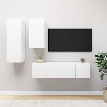 4 Piece TV Cabinet Set Engineered Wood Width 60 cm White