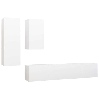 4 Piece TV Cabinet Set Engineered Wood Width 80 cm White