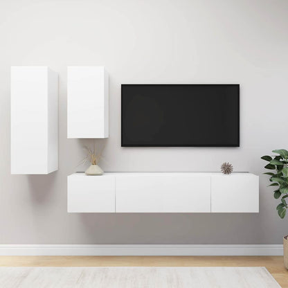 4 Piece TV Cabinet Set Engineered Wood Width 80 cm White