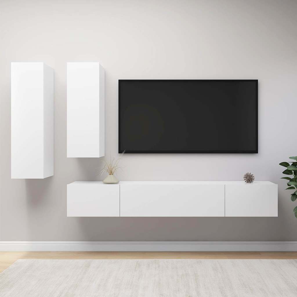 4 Piece TV Cabinet Set Engineered Wood Width 100 cm White