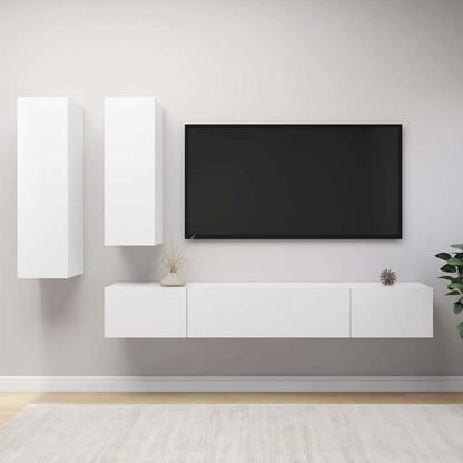 4 Piece TV Cabinet Set Engineered Wood Width 100 cm White