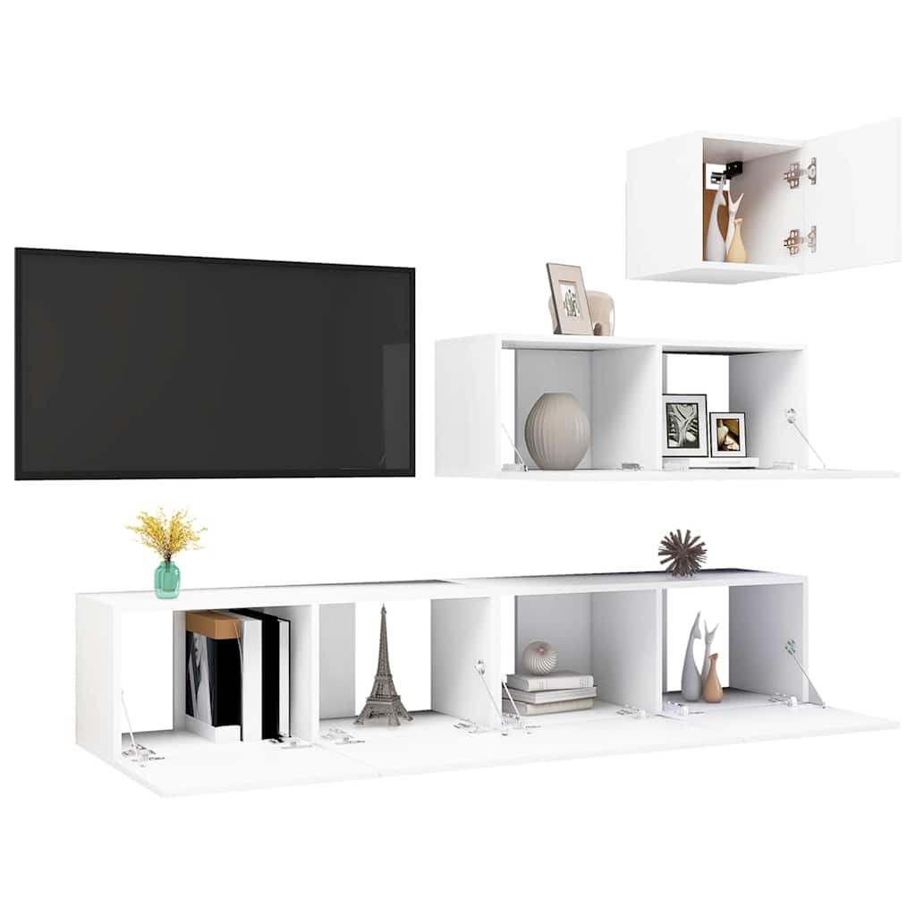 4 Piece TV Cabinet Set Engineered Wood Width 80 cm White