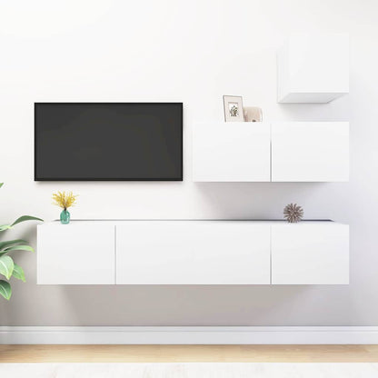 4 Piece TV Cabinet Set Engineered Wood Width 80 cm White