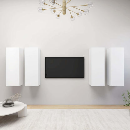 4 Piece TV Cabinet Set 30.5x30x90 cm Engineered Wood White