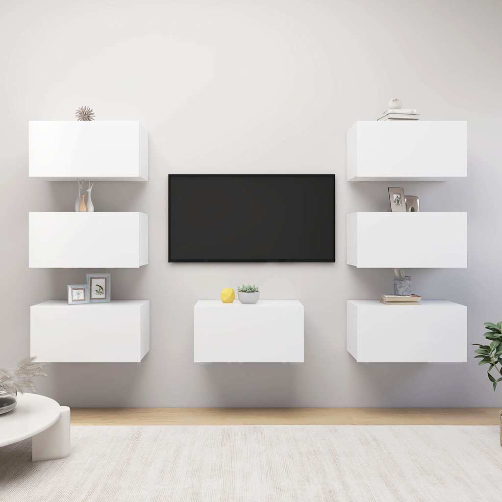 7 Piece TV Cabinet Set 30,5x30x60 cm Engineered Wood White