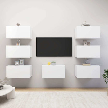 7 Piece TV Cabinet Set 30,5x30x60 cm Engineered Wood White