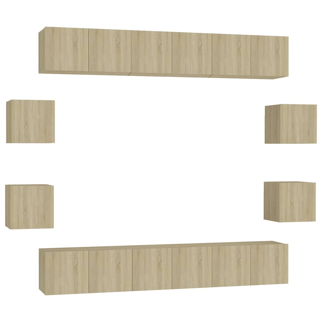 10 Piece TV Cabinet Set Engineered Wood Width 180 cm Sonoma oak