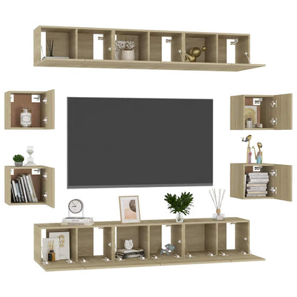 10 Piece TV Cabinet Set Engineered Wood Width 180 cm Sonoma oak