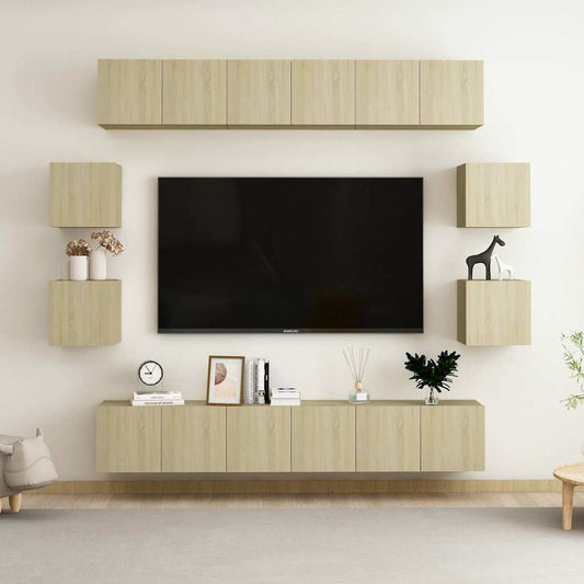 10 Piece TV Cabinet Set Engineered Wood Width 180 cm Sonoma oak