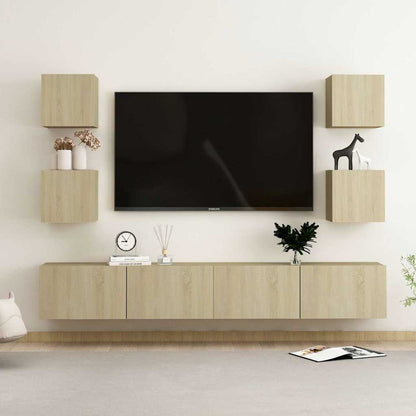 6 Piece TV Cabinet Set Engineered Wood Width 200 cm Sonoma oak