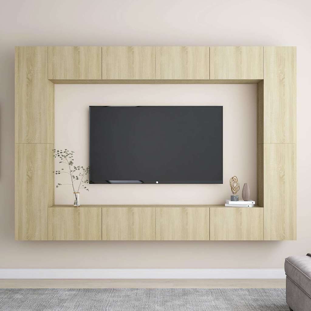 vidaXL 8 Piece TV Cabinet Set Engineered Wood Width 100 cm