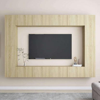vidaXL 8 Piece TV Cabinet Set Engineered Wood Width 100 cm