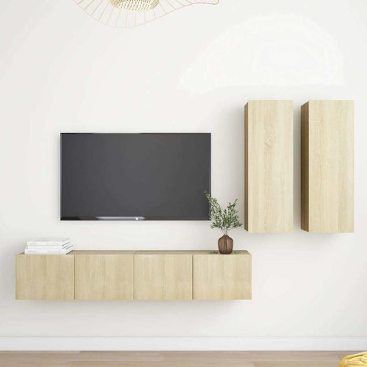 4 Piece TV Cabinet Set Engineered Wood Width 80 cm Sonoma oak